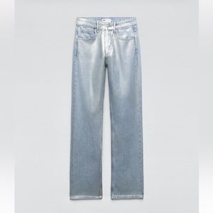 Zara TR MID-RISE STRAIGHT METALLIC JEANS 28(6)
